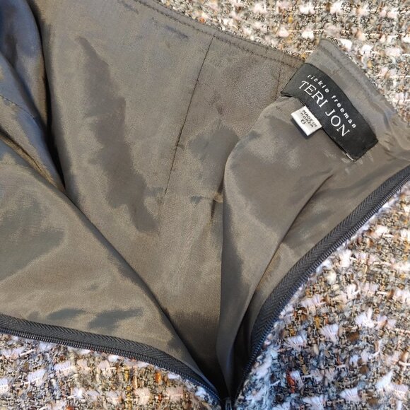 Heritage Core Rickie Freeman for Teri Jon Skirt Preppy Tweed Boucle Fringe - Picture 5 of 6